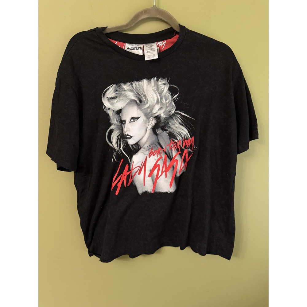 Lady Gaga Born This Way Graphic T-Shirt Black Wash Mayhem XL